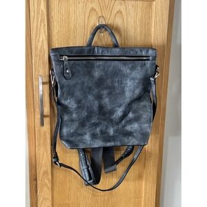 Leather Convertible Backpack Crossbody  Shoulder Bag Blue Grey Convertible